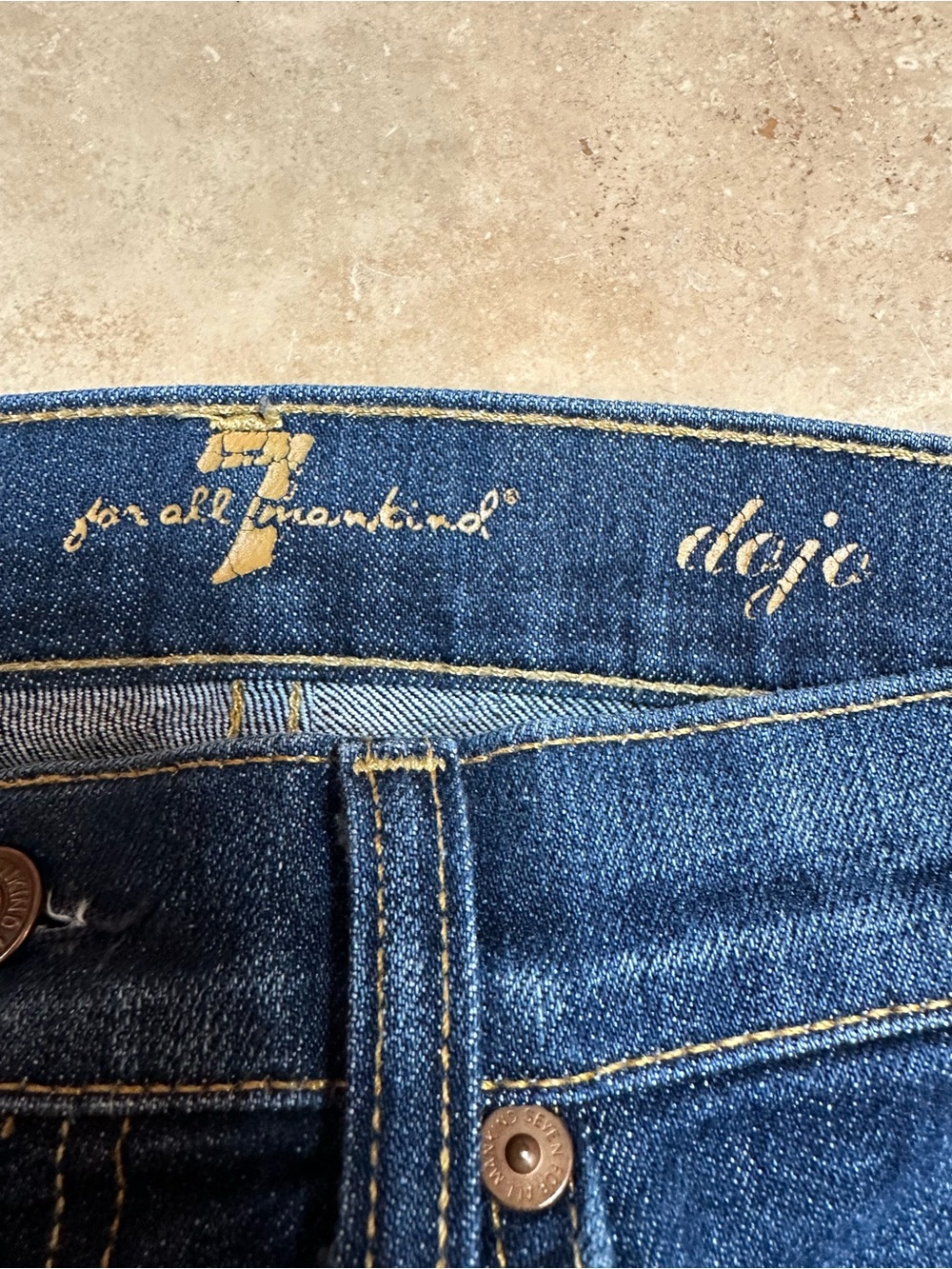 7 For All Mankind Dark Blue Wide-Leg Jeans mid to low rise 32” inseam - Picture 4 of 4